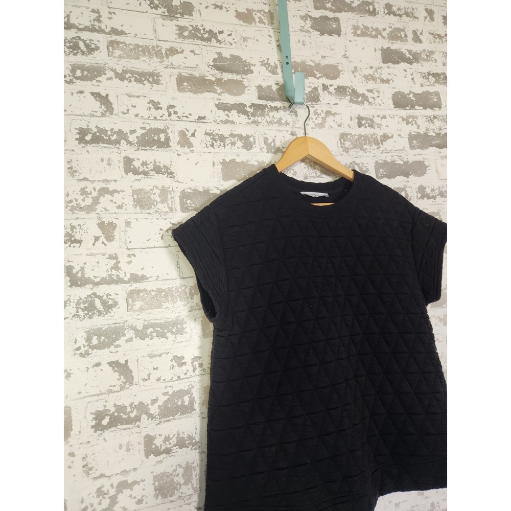 See and Be Seen Quilted Short Sleeve Sweater Size Small Lounge Cozy Casual - Picture 3 of 16